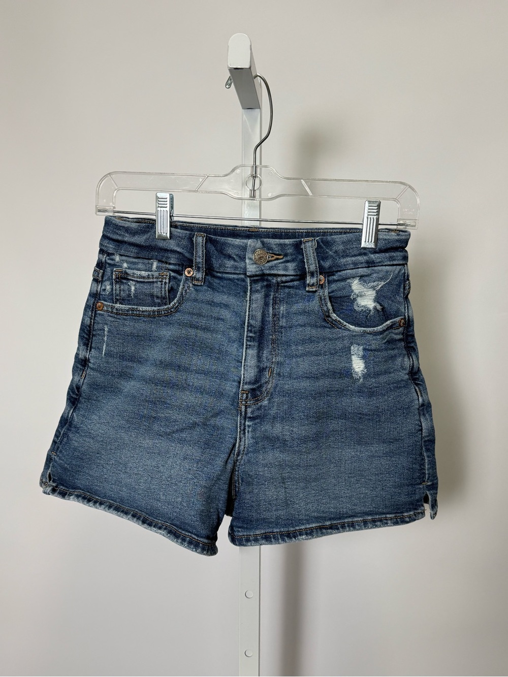 American Eagle Outfitters Distressed High-Rise Denim Shorts - Blue #82
